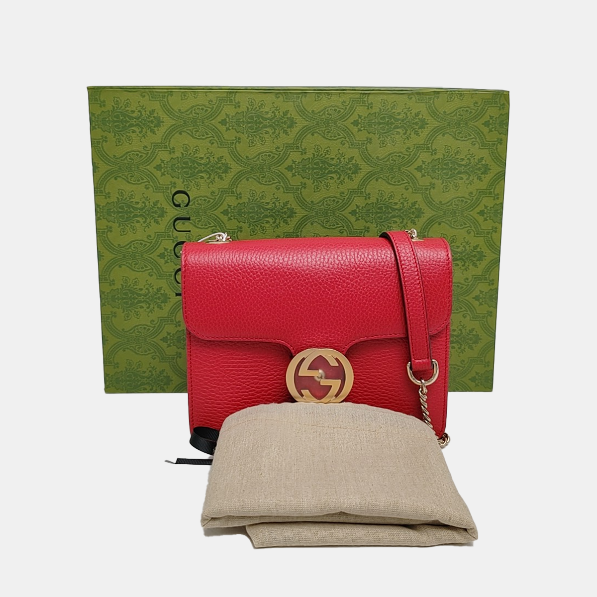 Authenticated pre-owned  Interlocking G Small Calfskin Red - Crossbody Bag at Looply