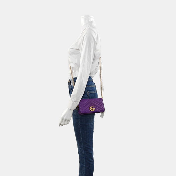 Authenticated pre-owned  GG Marmont Calfskin Purple - Crossbody Bag at Looply