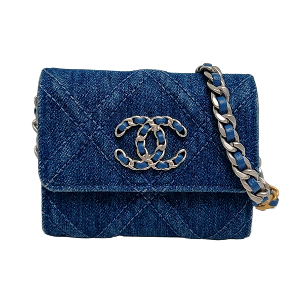 Authenticated pre-owned  Chanel 19 Quilted Denim Blue - Shoulder Bag at Looply