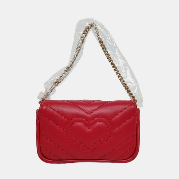 Authenticated pre-owned  GG Marmont Super Mini Calfskin Red - Top Handle Bag at Looply