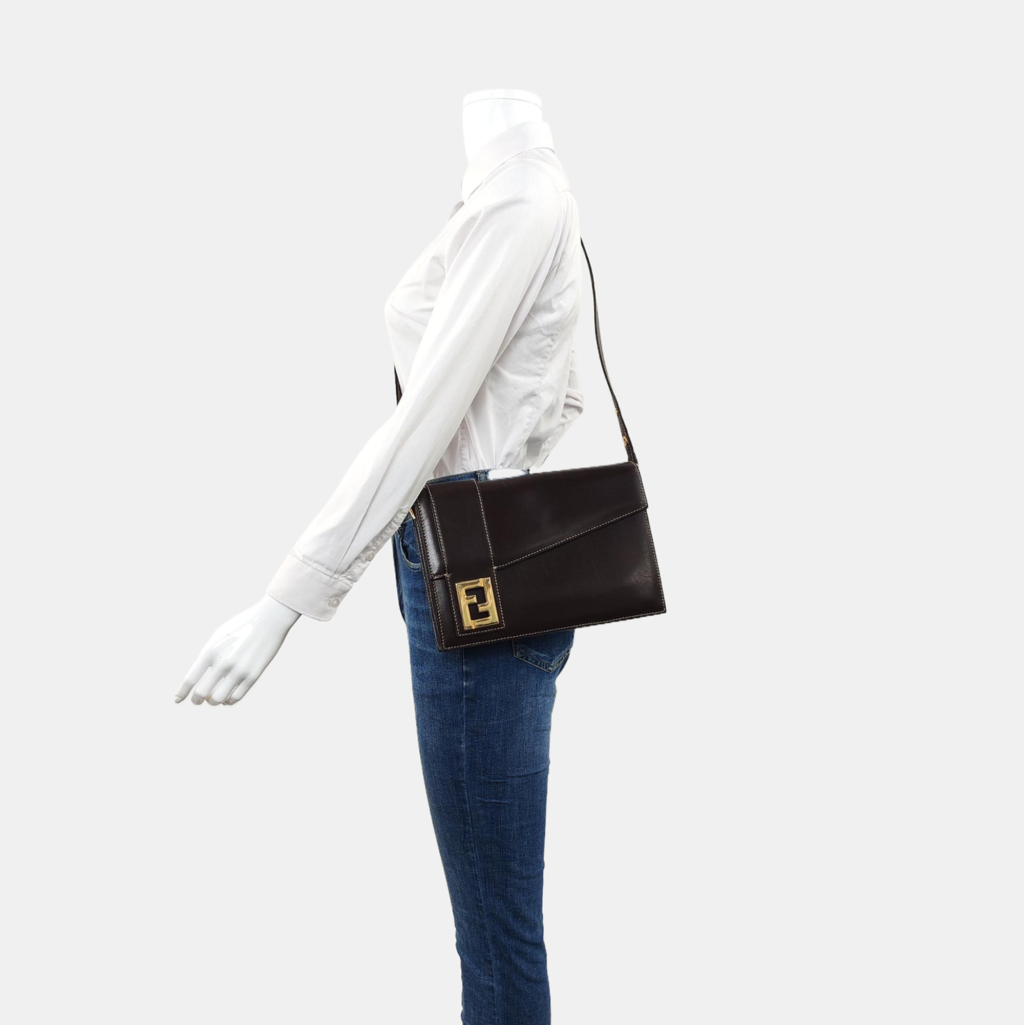 Calfskin Shoulder Bag Brown