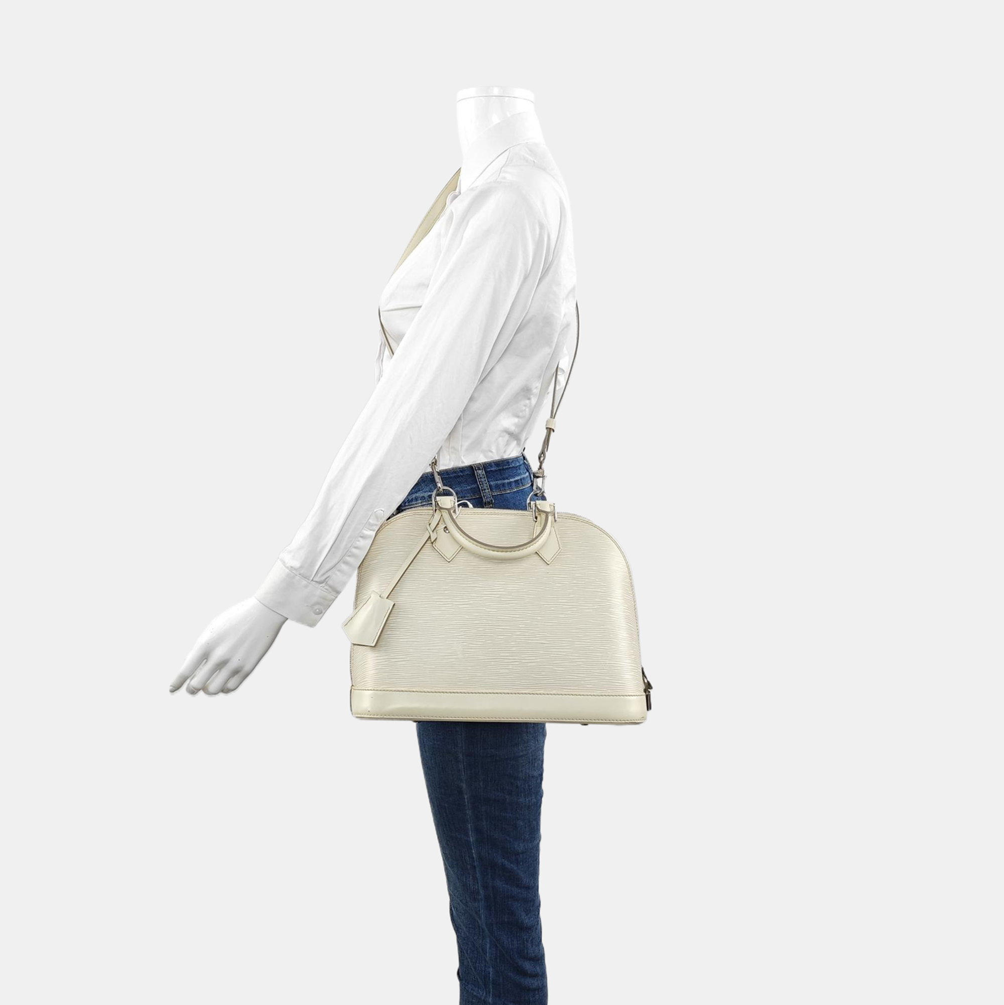 Authenticated pre-owned  Alma PM Epi White - Shoulder Bag at Looply