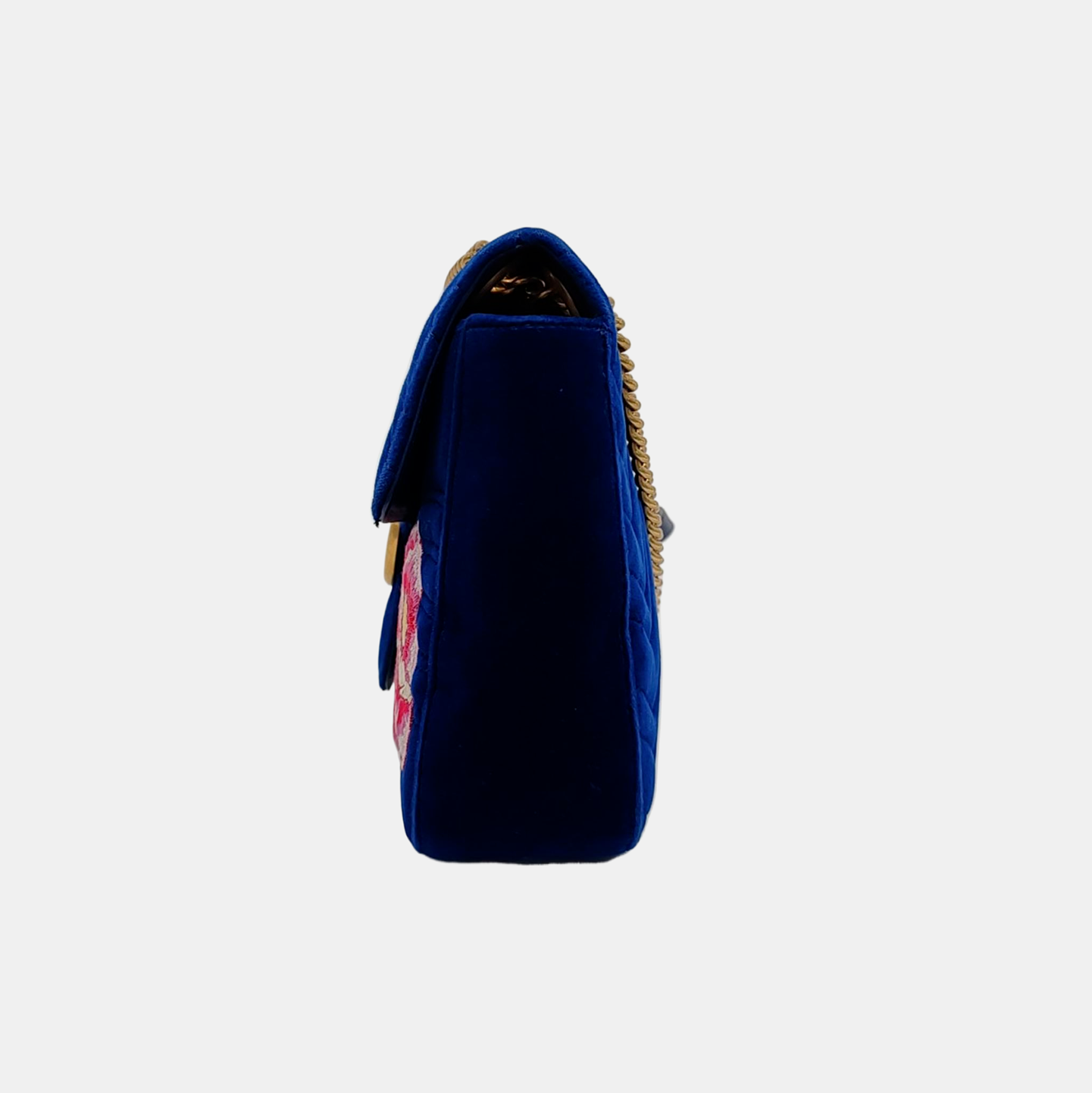 Authenticated pre-owned  GG Marmont Large Velvet Blue - Shoulder Bag at Looply