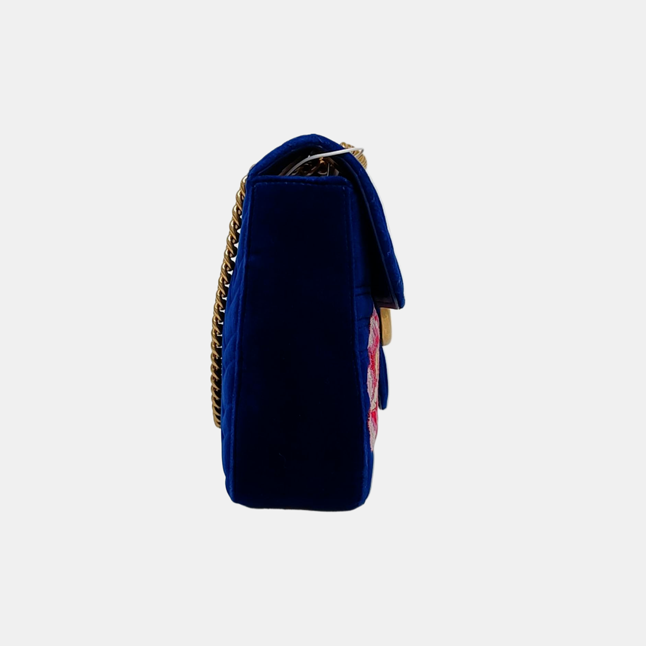Authenticated pre-owned  GG Marmont Large Velvet Blue - Shoulder Bag at Looply