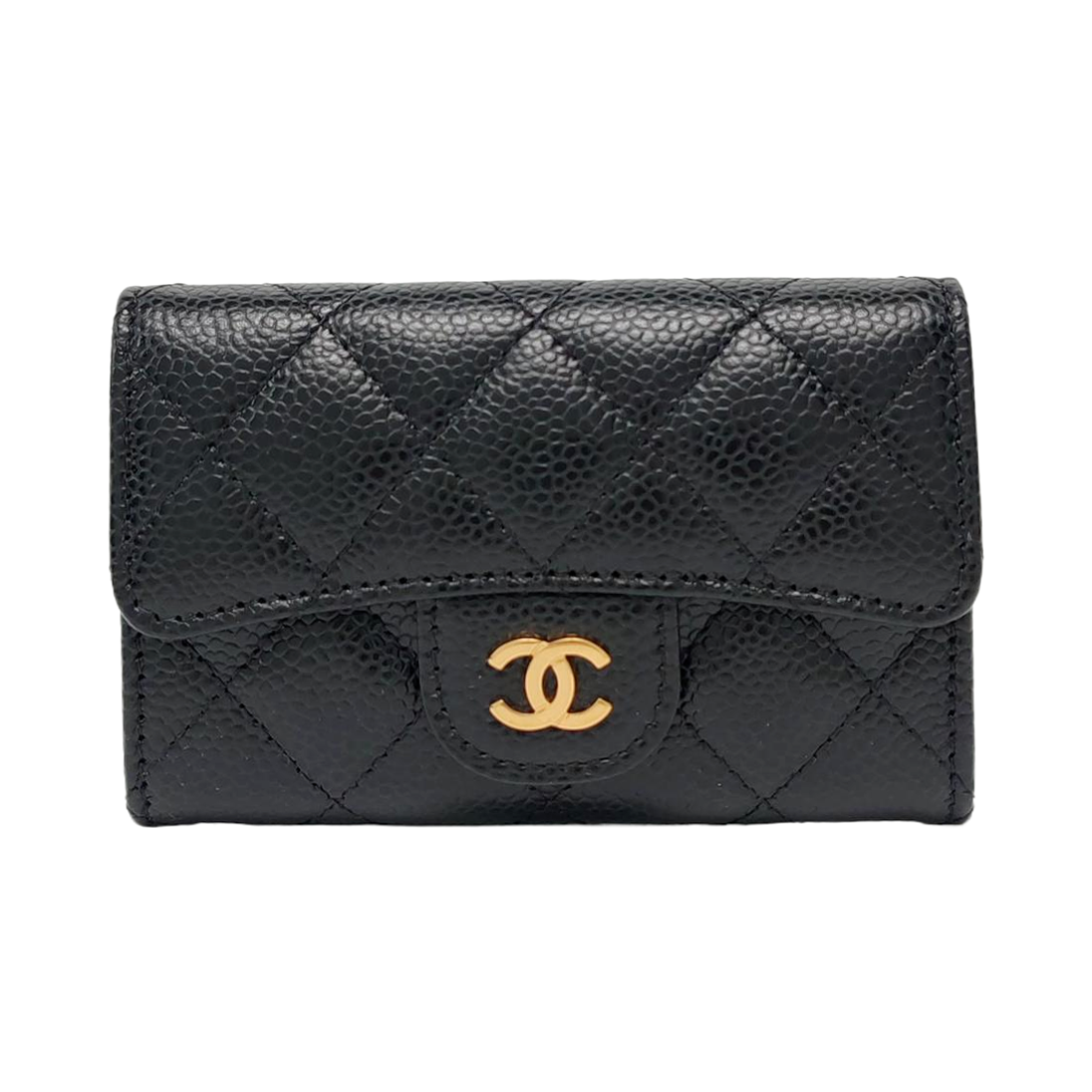 Authenticated pre-owned  Classic Flap Quilted Grained Calfskin Black Wallet - Wallet at Looply