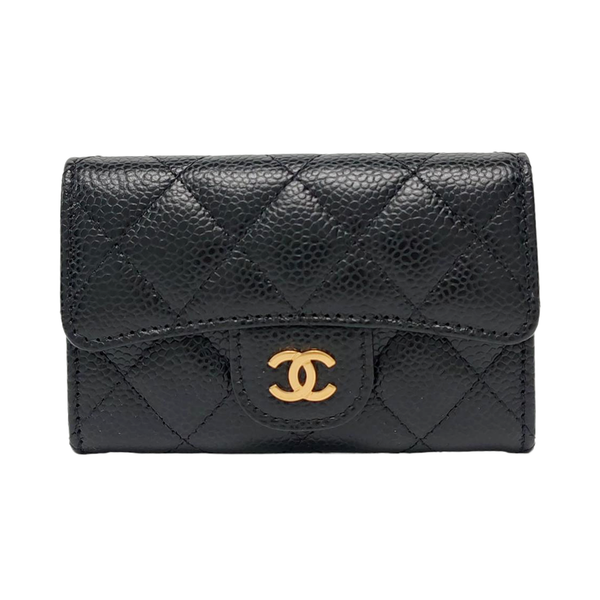 Authenticated pre-owned  Classic Flap Quilted Grained Calfskin Black Wallet - Wallet at Looply
