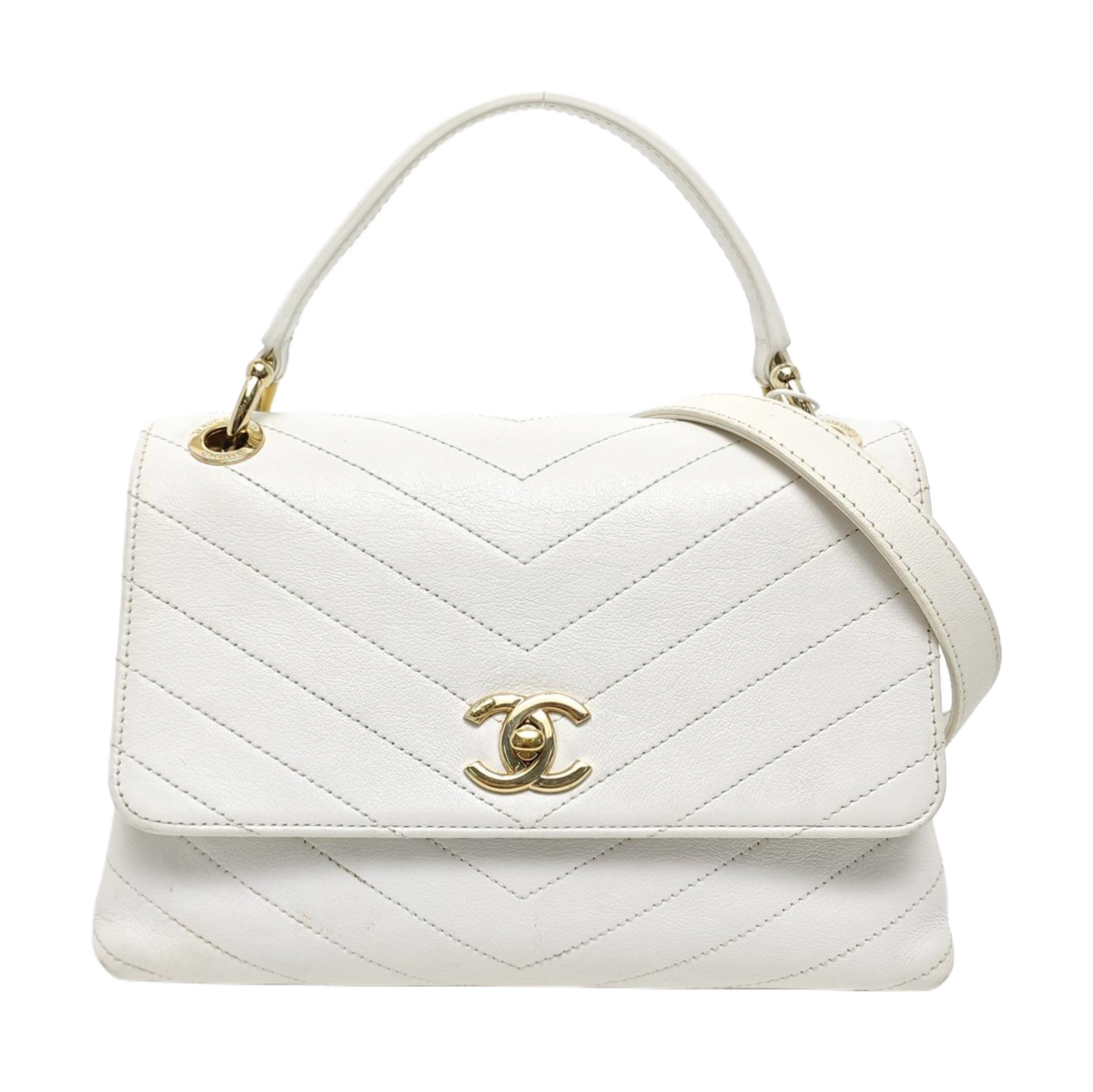 Authenticated pre-owned  Classic Flap Calfskin White - Shoulder Bag at Looply
