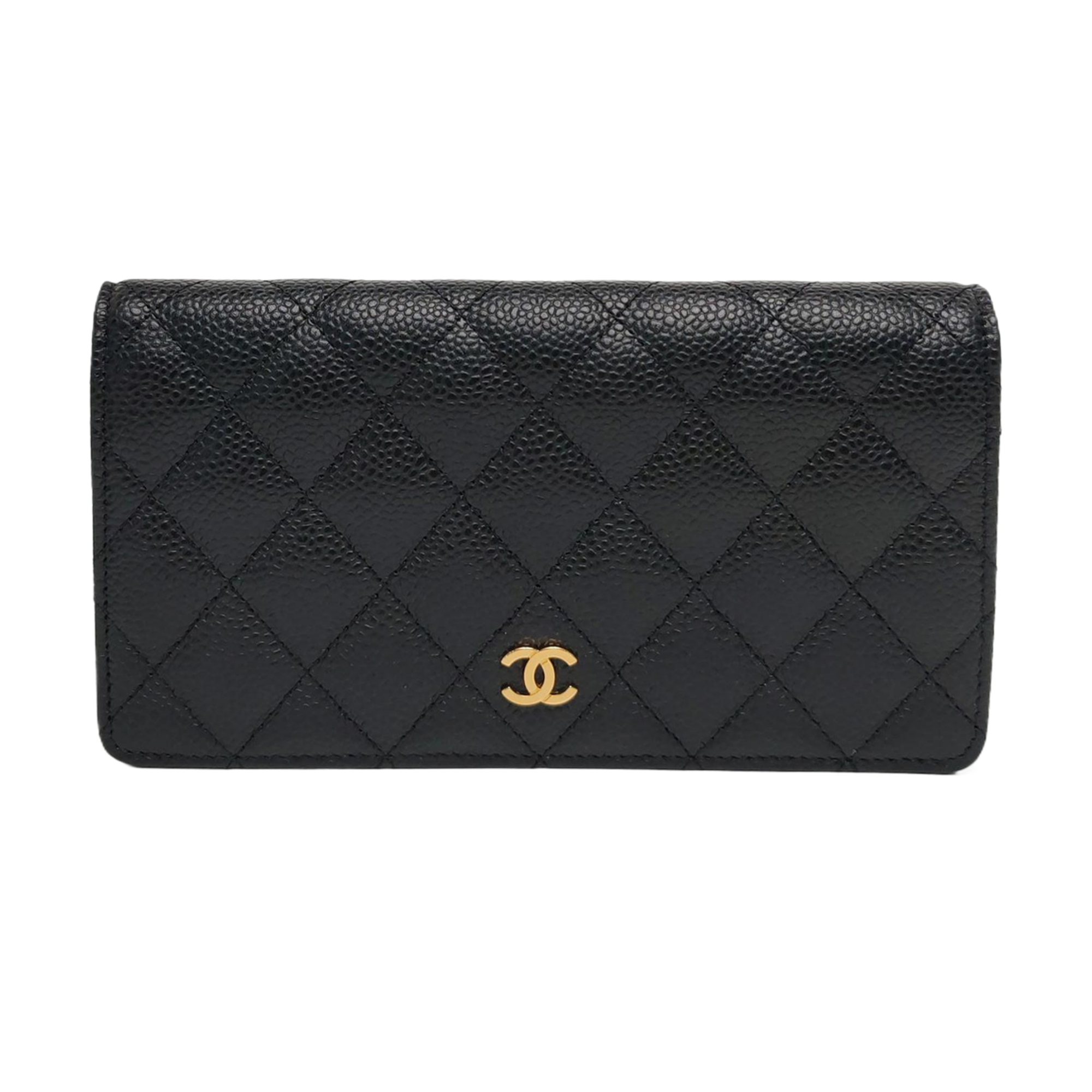 Authenticated pre-owned  Classic Flap Quilted Grained Calfskin Black Wallet - Wallet at Looply