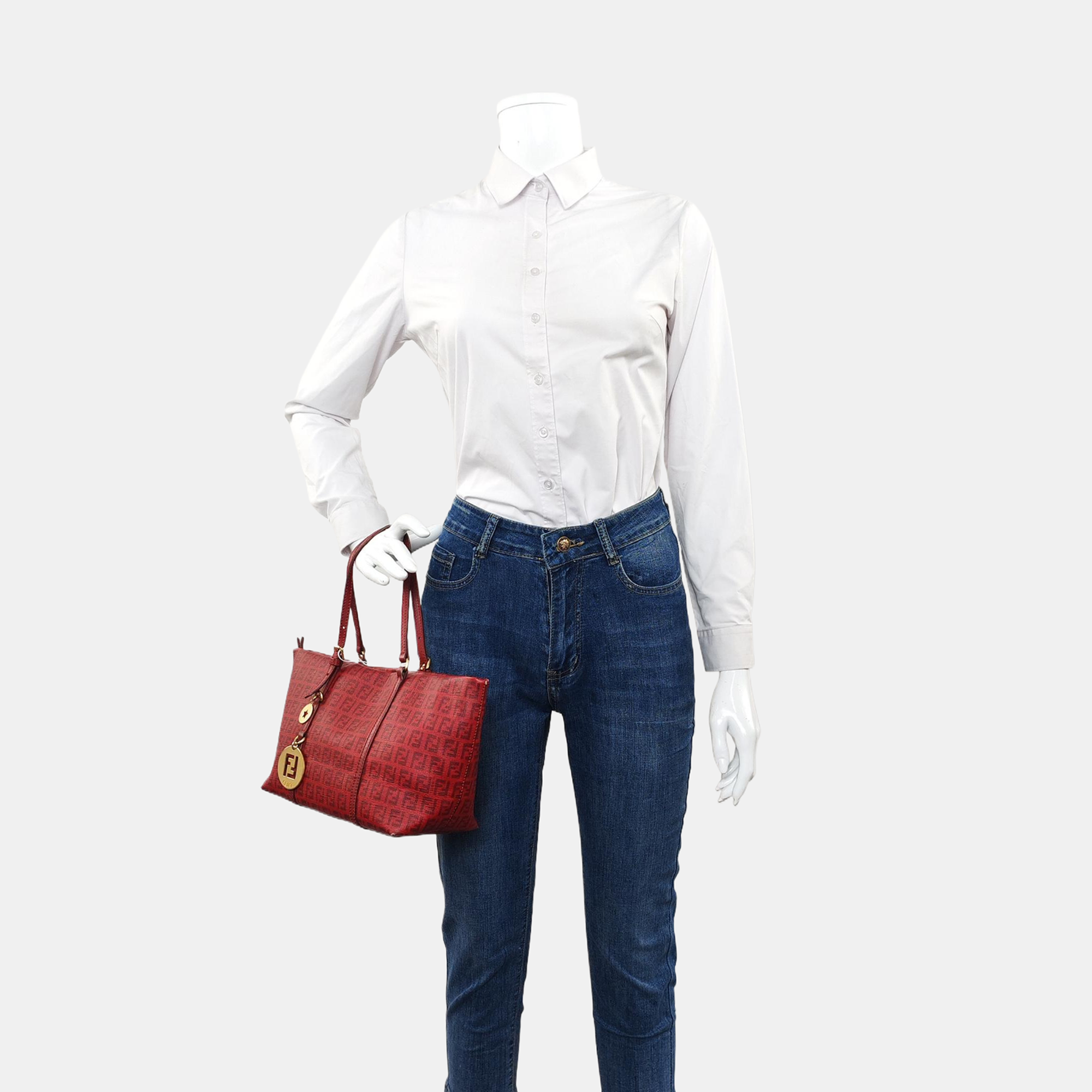 Coated Canvas Tote Bag Red