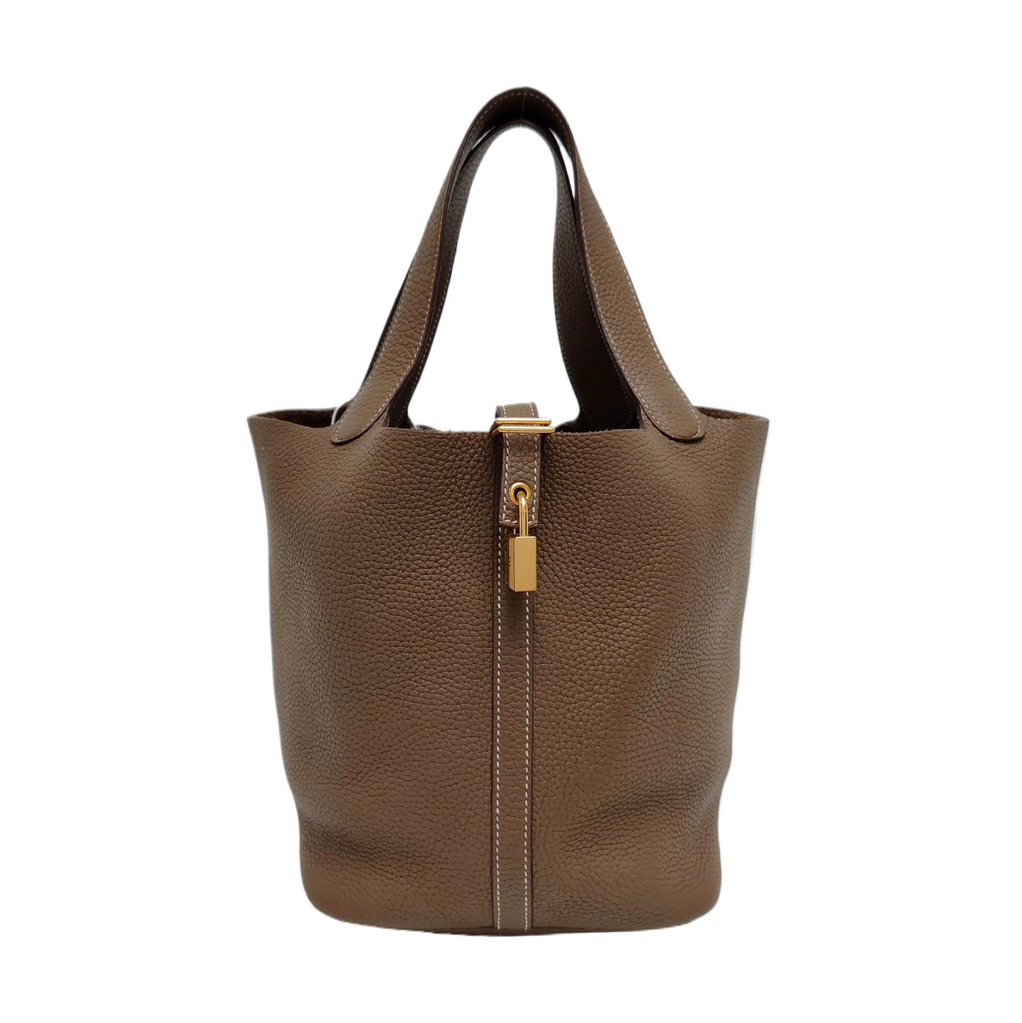 Authenticated pre-owned  Picotin Lock 22 Clemence Gray - Top Handle Bag at Looply