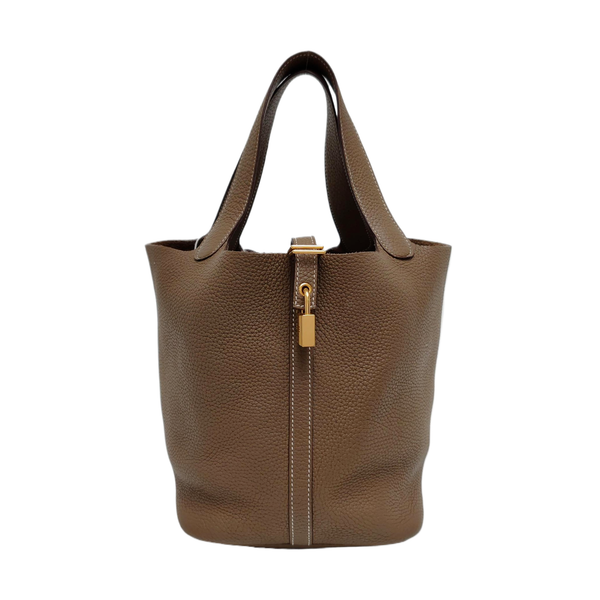 Authenticated pre-owned  Picotin Lock 22 Clemence Gray - Top Handle Bag at Looply