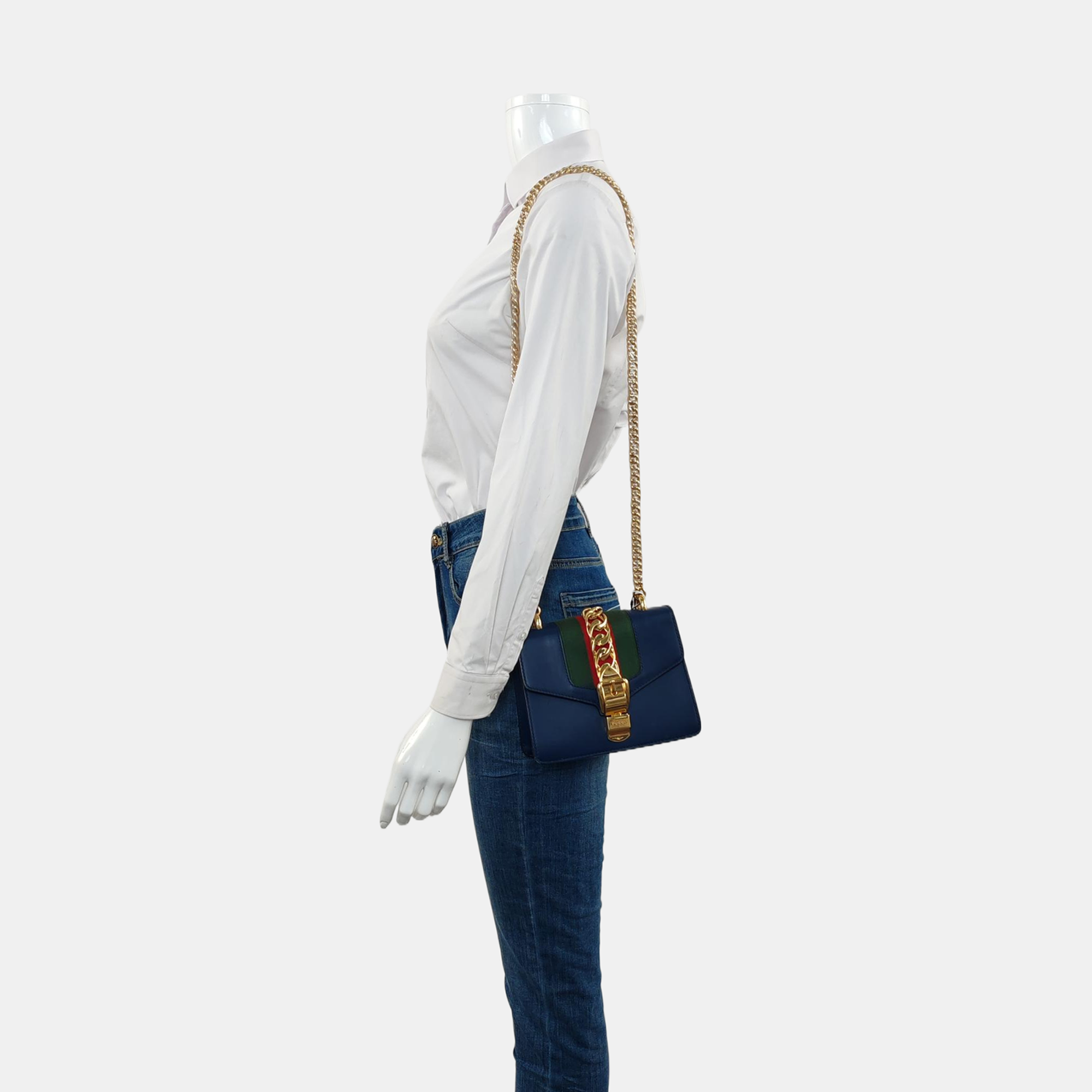 Authenticated pre-owned  Sylvie Small Calfskin Blue - Shoulder Bag at Looply