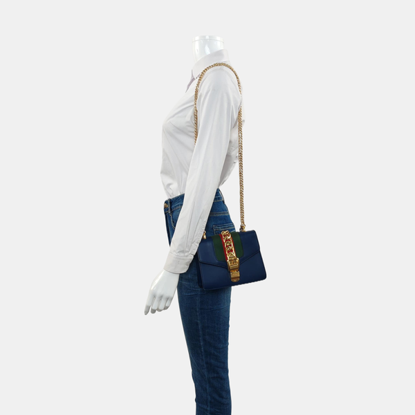Authenticated pre-owned  Sylvie Small Calfskin Blue - Shoulder Bag at Looply