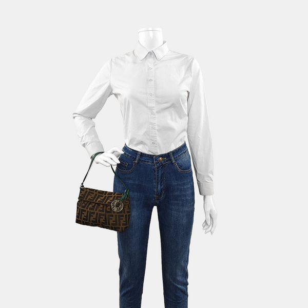 Fabric Top Handle Bag Brown
