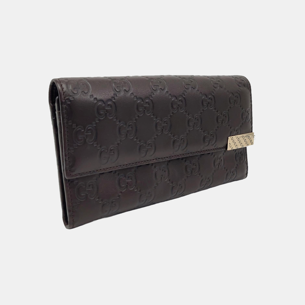 Authenticated pre-owned  Microguccissima Monogram Calfskin Brown Wallet - Wallet at Looply