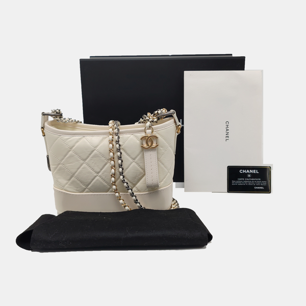 Authenticated pre-owned  Gabrielle Small Quilted Vintage Calf White - Shoulder Bag at Looply