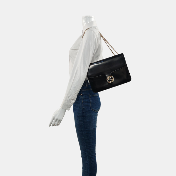 Authenticated pre-owned  Interlocking G Patent Leather Black - Shoulder Bag at Looply