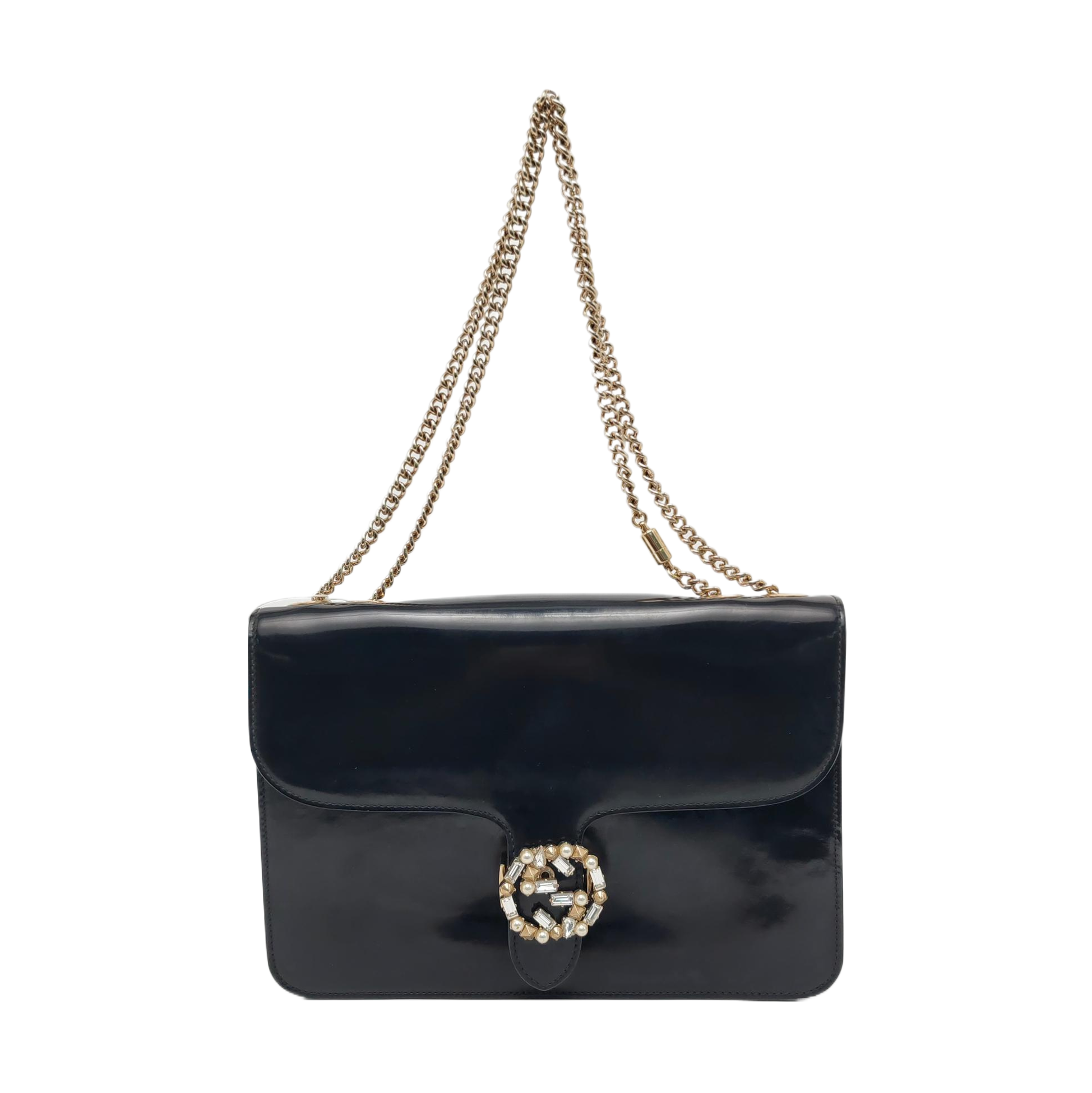 Authenticated pre-owned  Interlocking G Patent Leather Black - Shoulder Bag at Looply