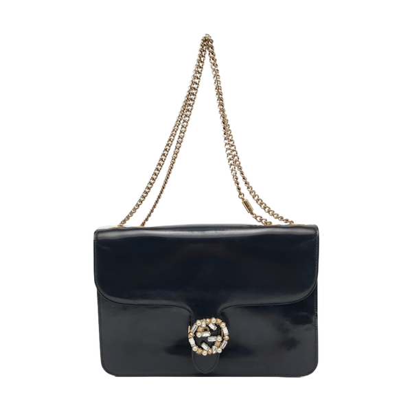Authenticated pre-owned  Interlocking G Patent Leather Black - Shoulder Bag at Looply