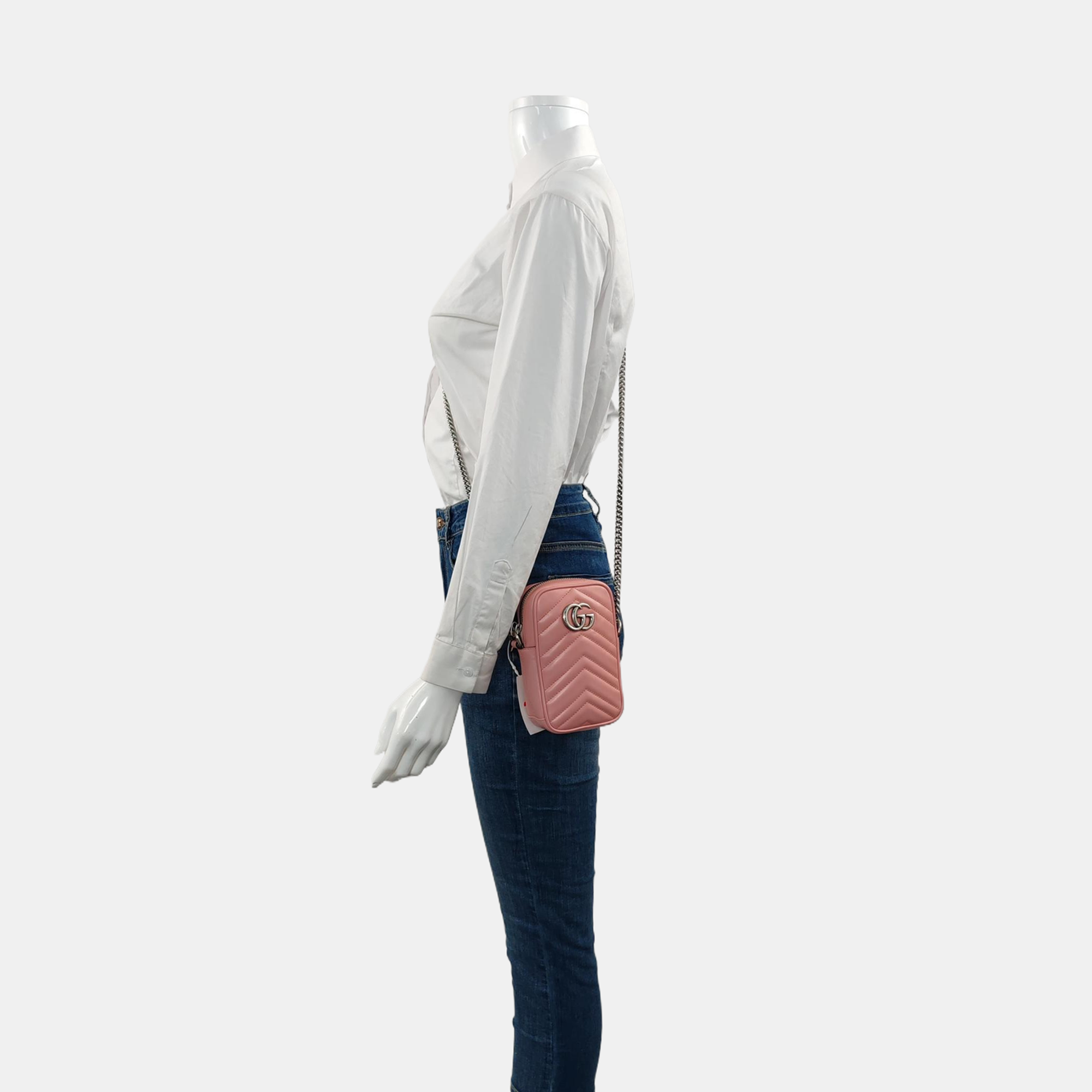 Authenticated pre-owned  GG Marmont Mini Calfskin Pink - Shoulder Bag at Looply