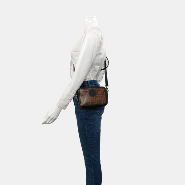 Coated Canvas Crossbody Bag Mini Brown