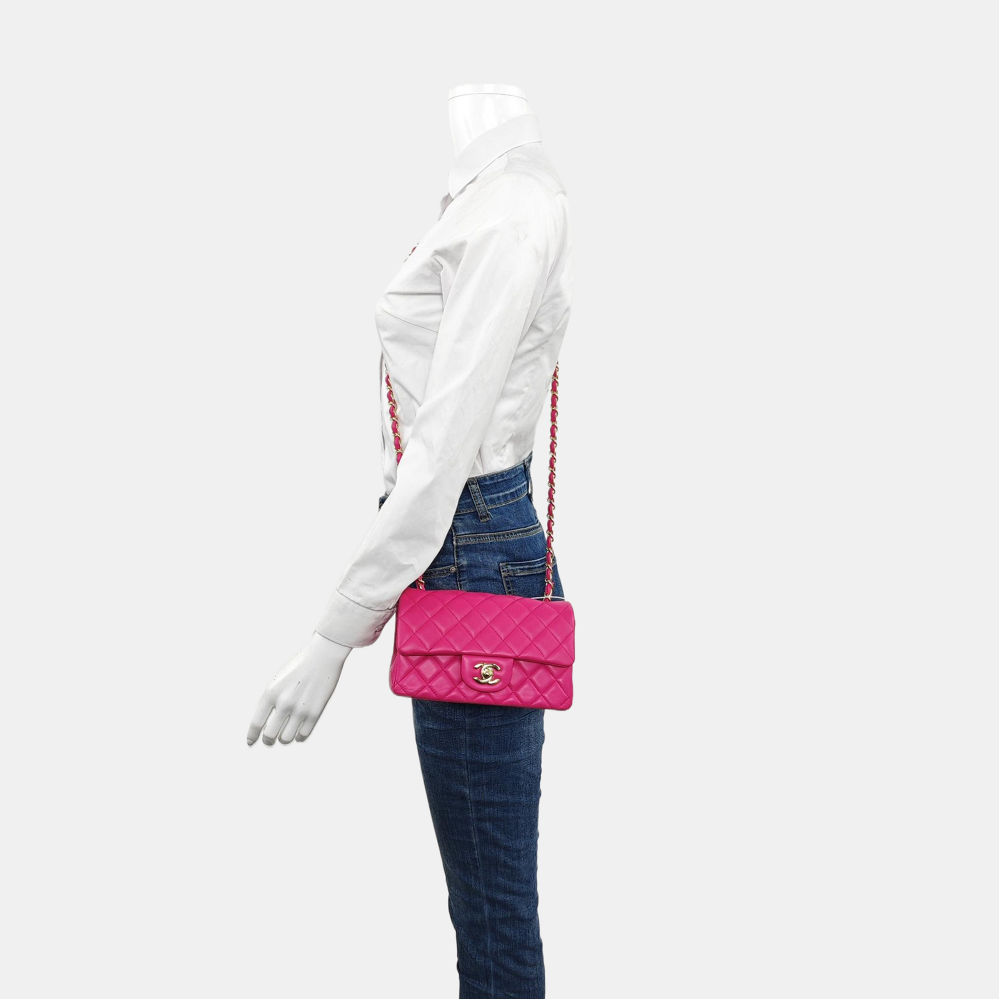 Authenticated pre-owned  Classic Flap Mini Quilted Lambskin Pink - Shoulder Bag at Looply
