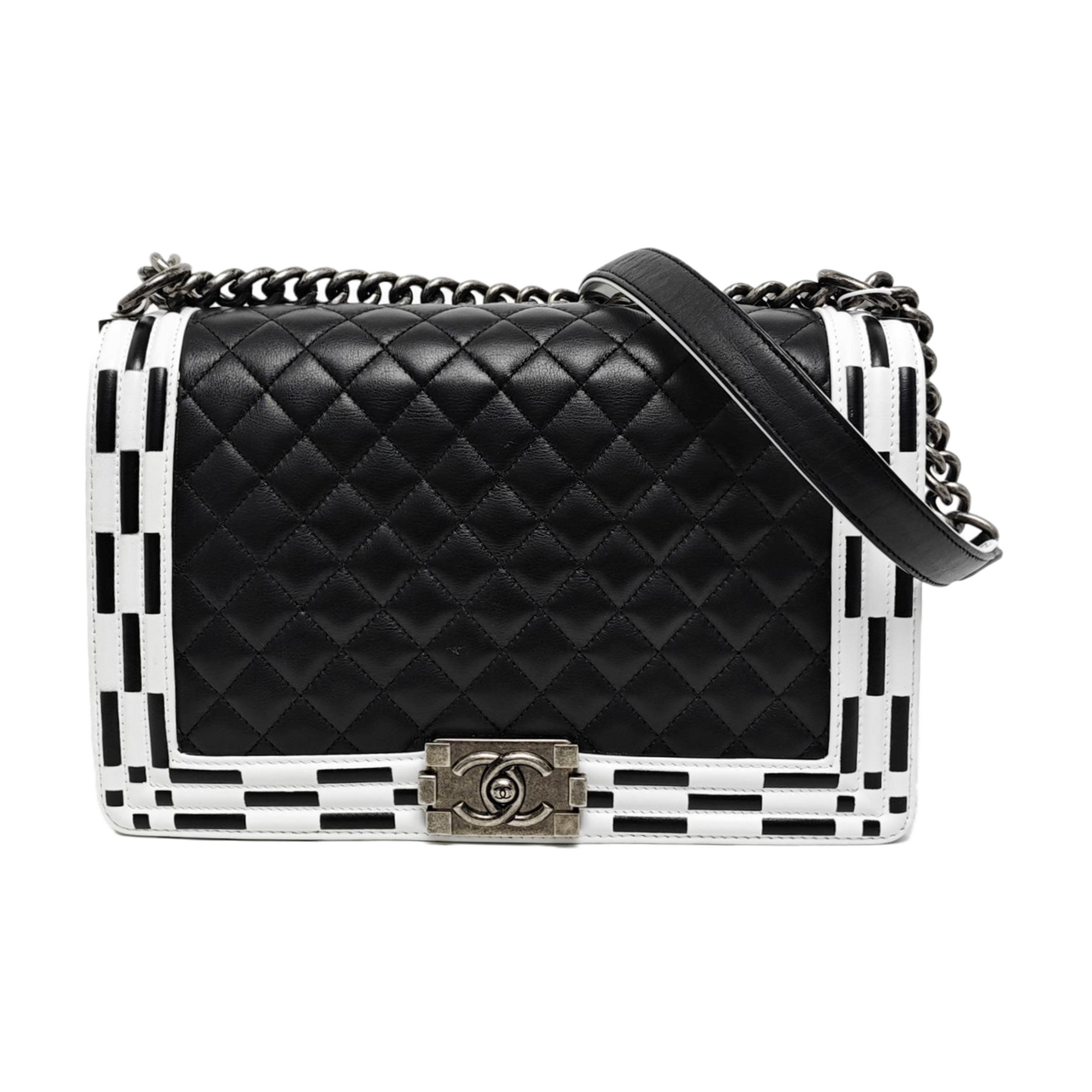 Authenticated pre-owned  Boy Chanel Large Quilted Calfskin Black - Crossbody Bag at Looply