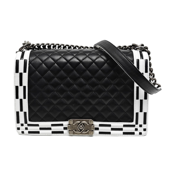 Authenticated pre-owned  Boy Chanel Large Quilted Calfskin Black - Crossbody Bag at Looply
