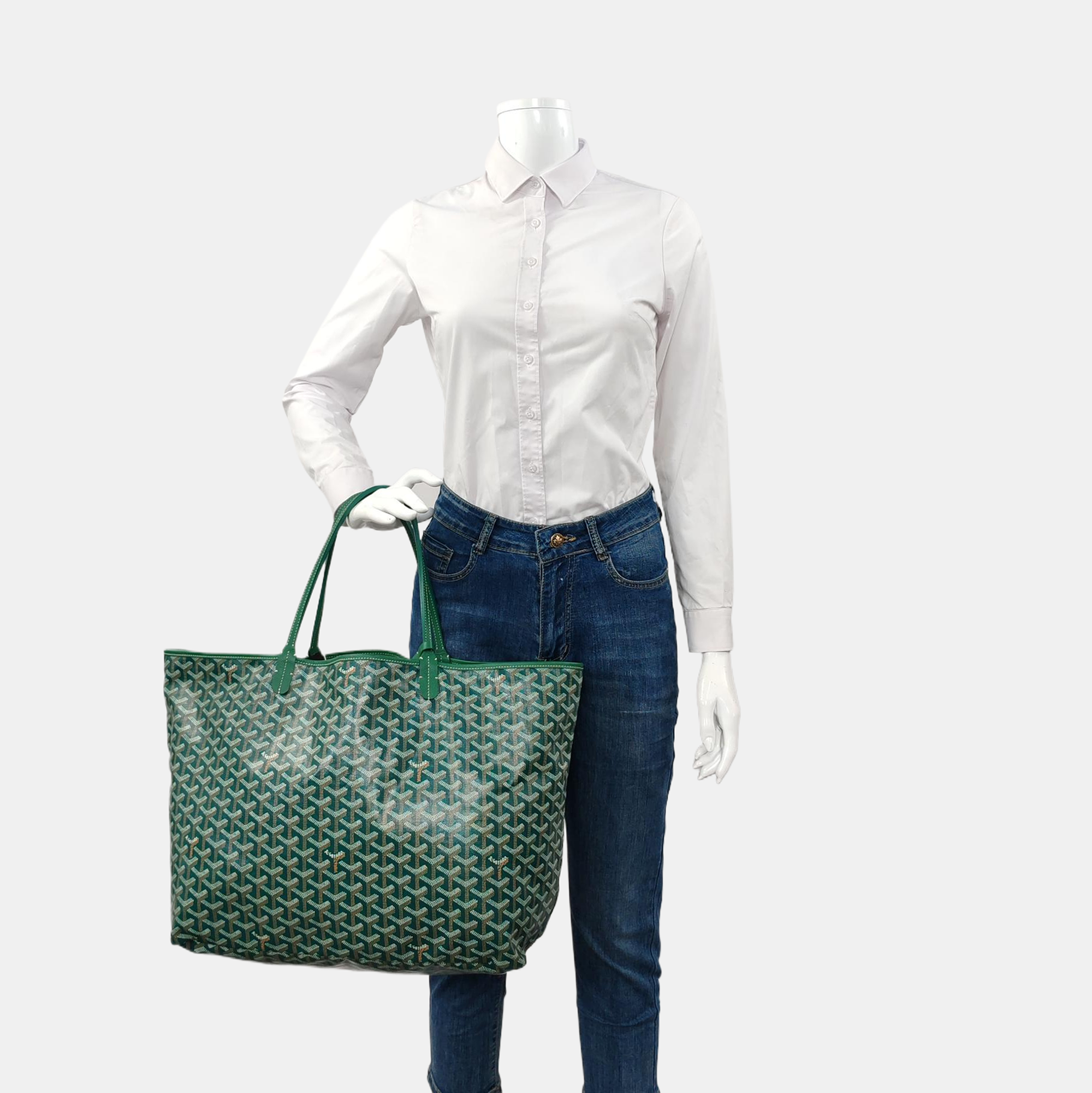 Authenticated pre-owned  Saint Louis GM Coated Canvas Green - Top Handle Bag at Looply