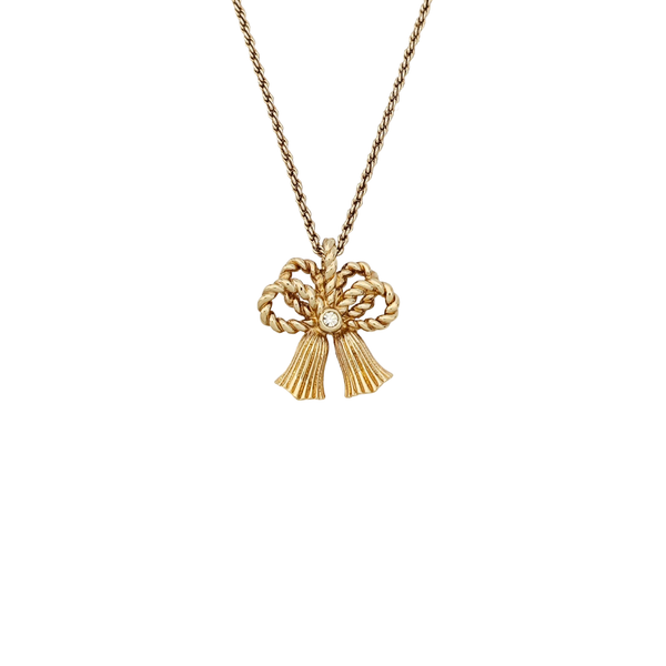 Authenticated pre-owned  Rope Ribbon Motif Gold Necklace Gold-tone Metal Necklace - Necklace at Looply
