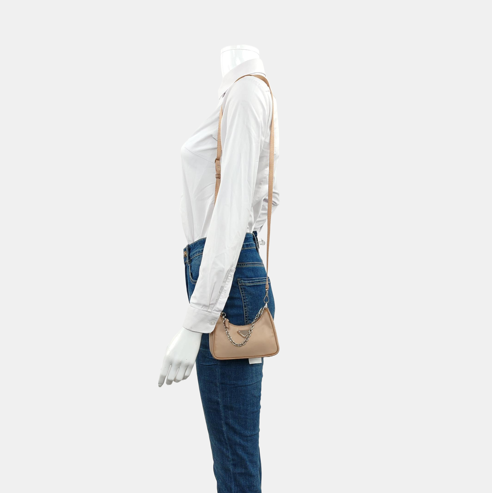 Authenticated pre-owned  Re-edition Nylon Beige - Shoulder Bag at Looply