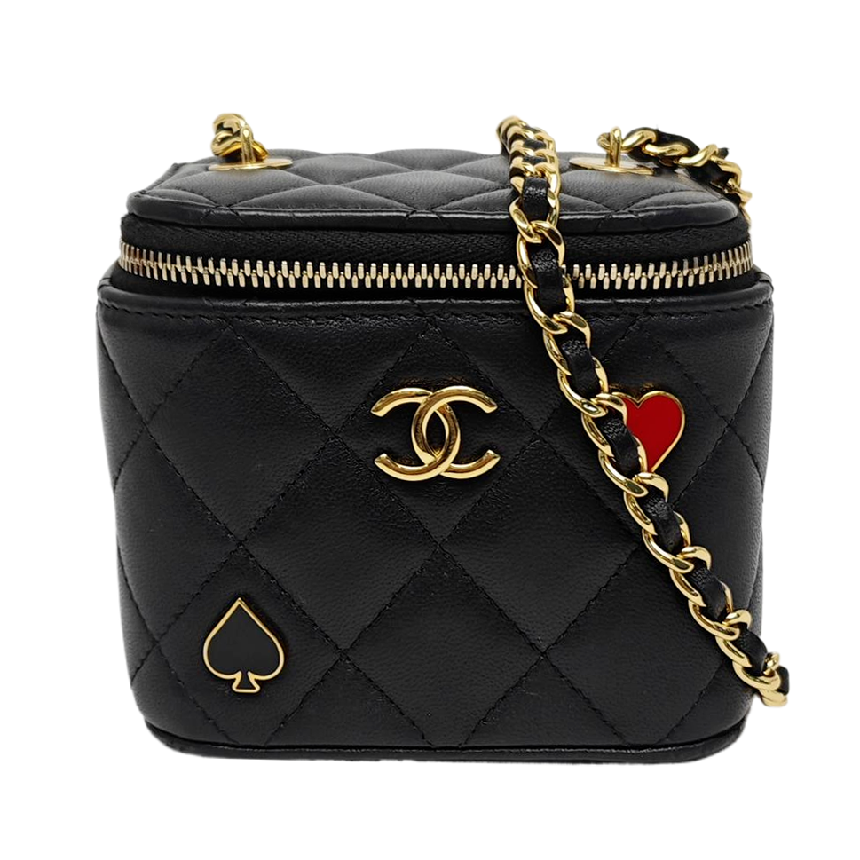Authenticated pre-owned  Vanity Case Small Quilted Lambskin Black - Shoulder Bag at Looply