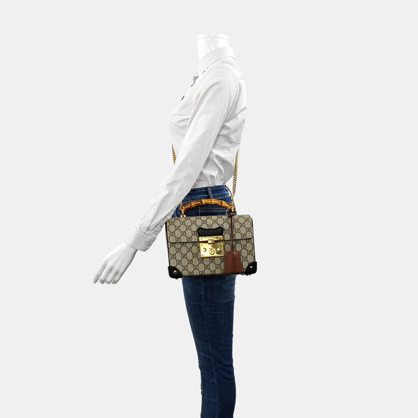 Padlock Small Monogram Coated Canvas Beige