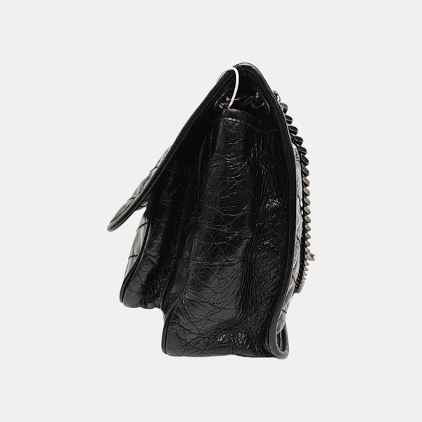 NIKI Medium Chevron Calfskin Black
