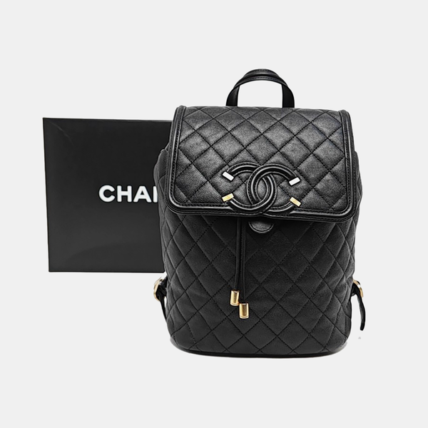 FILIGREE Small Quilted Grained Calfskin Black