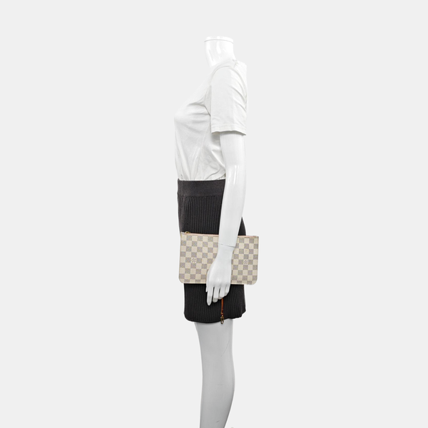 Authenticated pre-owned  Neverfull Damier Azur Coated Canvas White - Top Handle Bag at Looply