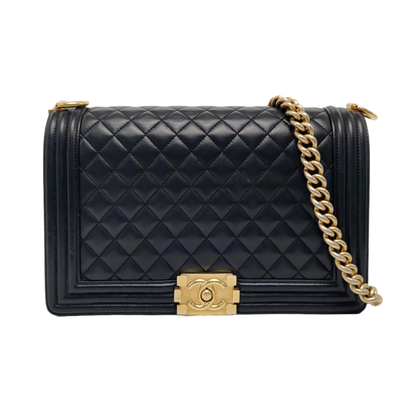 BOY CHANEL Large Quilted Lambskin Black