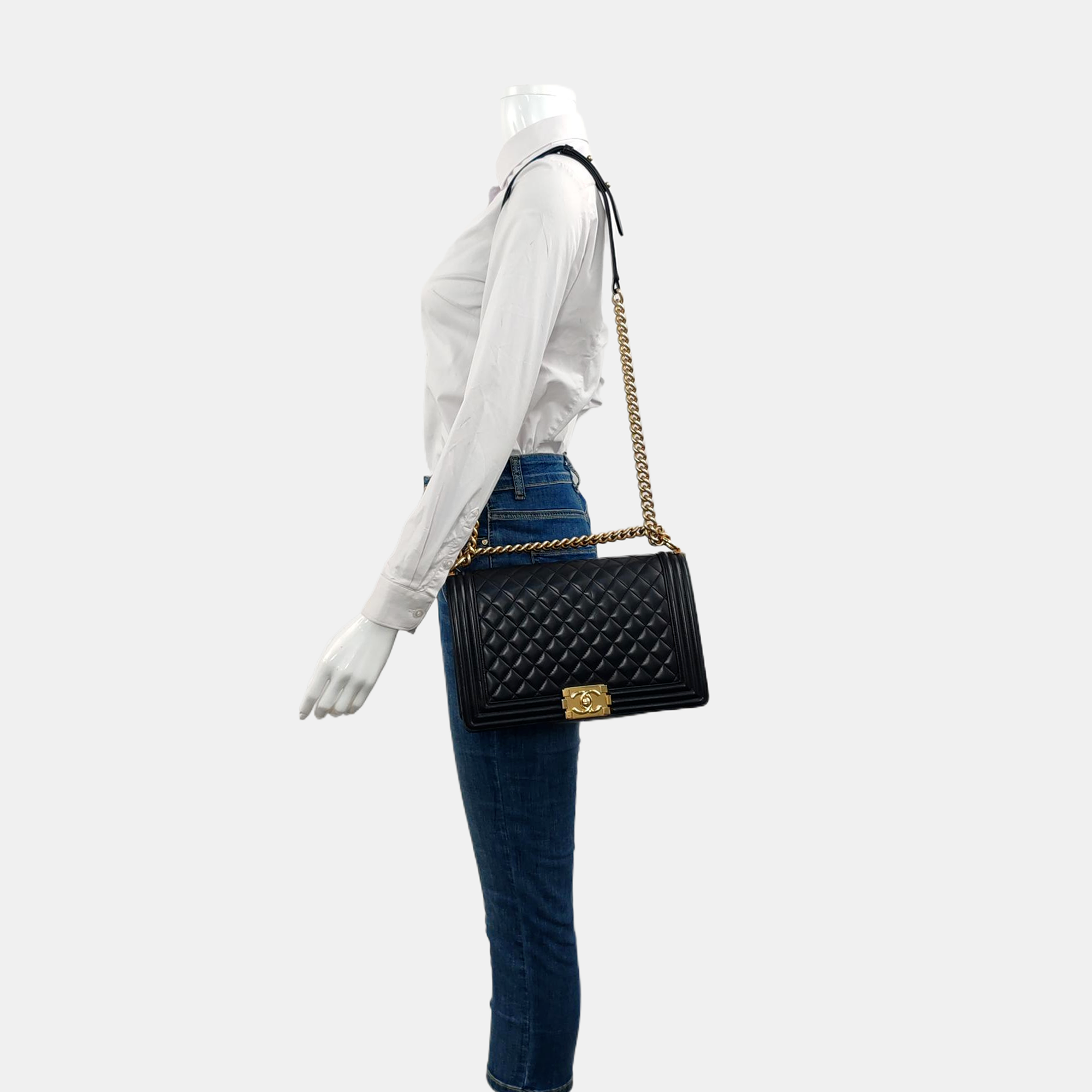 BOY CHANEL Large Quilted Lambskin Black