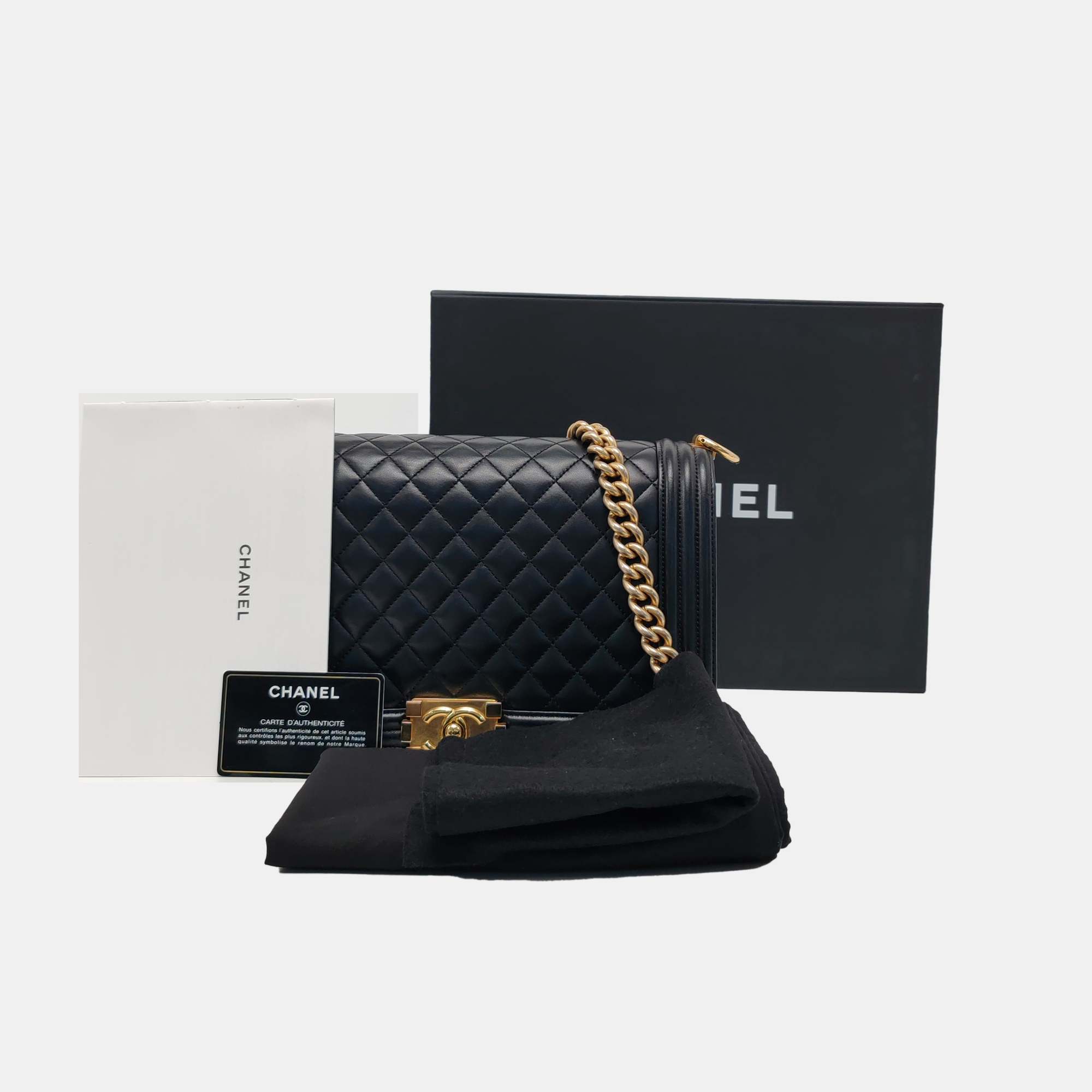 BOY CHANEL Large Quilted Lambskin Black
