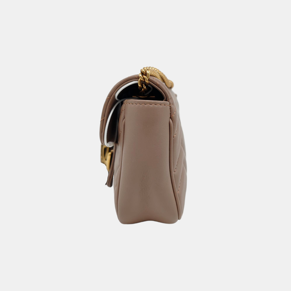 GG Marmont Mini Quilted Calfskin Beige