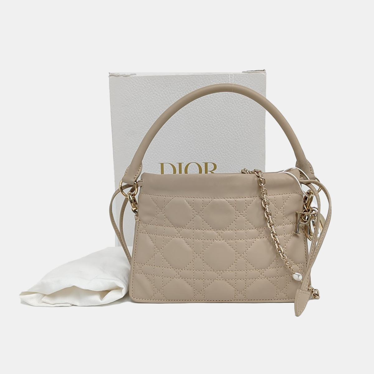 Authenticated pre-owned  Lady Dior Milly Mini Lambskin Beige - Shoulder Bag at Looply