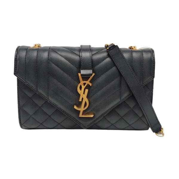 ENVELOPE Small Chevron Calfskin Black