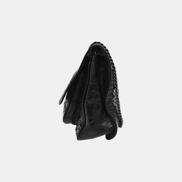 NIKI Large Chevron Calfskin Black