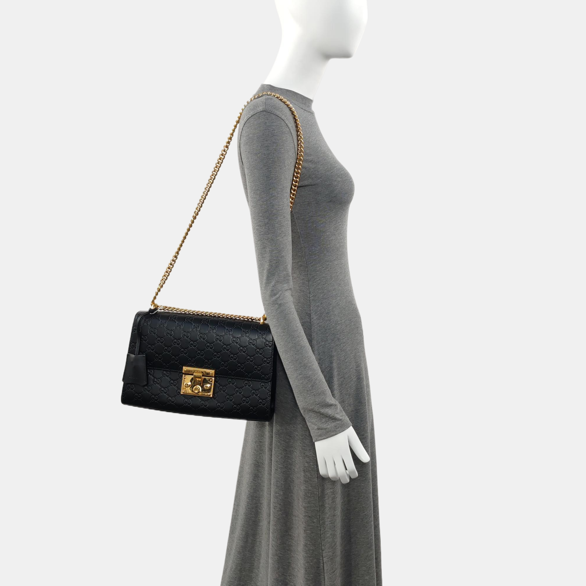 Authenticated pre-owned  Padlock Small Monogram Calfskin Black - Shoulder Bag at Looply