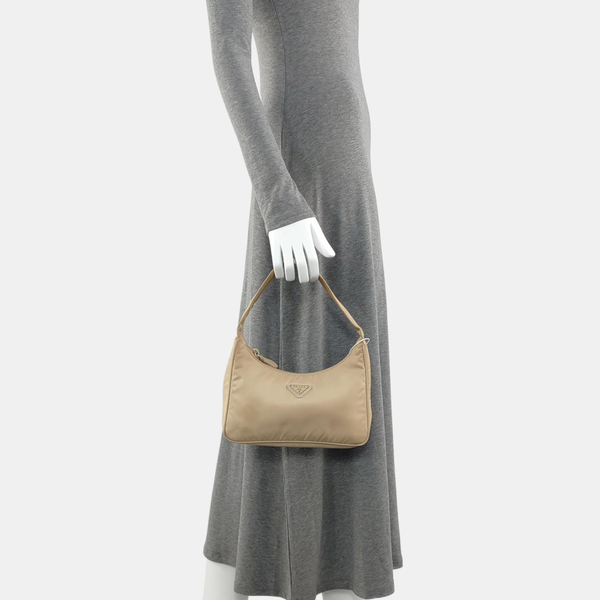 Authenticated pre-owned  Reedition2000 Mini Nylon Beige - Top Handle Bag at Looply