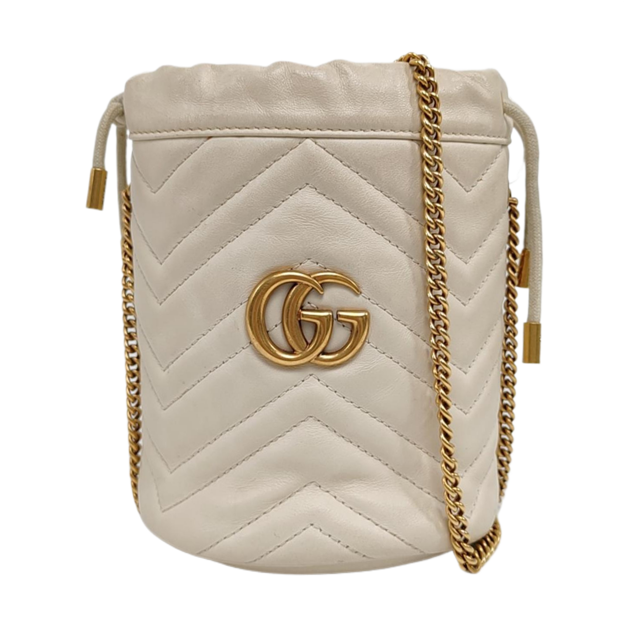 Authenticated pre-owned  GG Marmont Mini Calfskin White - Shoulder Bag at Looply