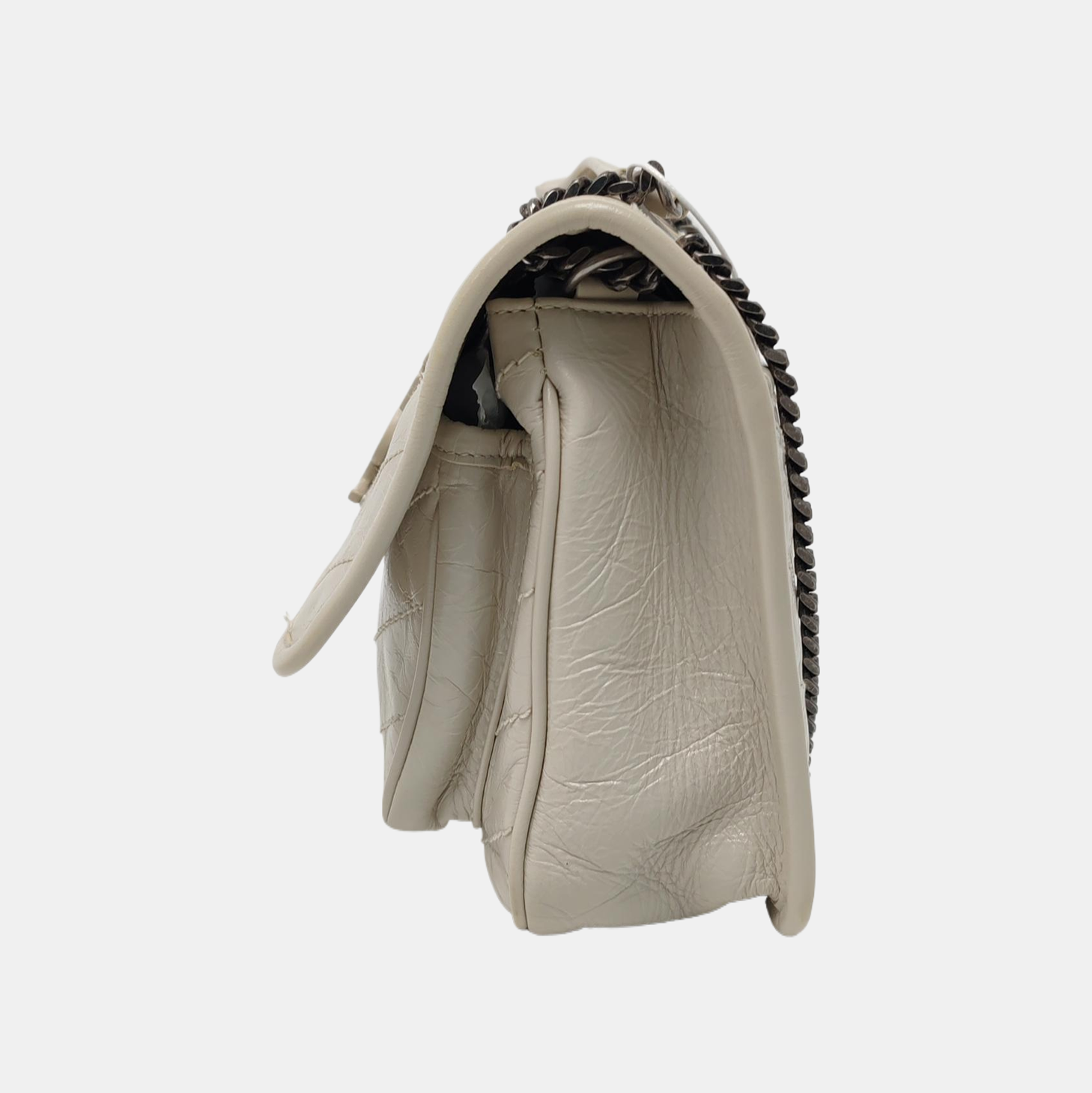 NIKI Small Chevron Calfskin White