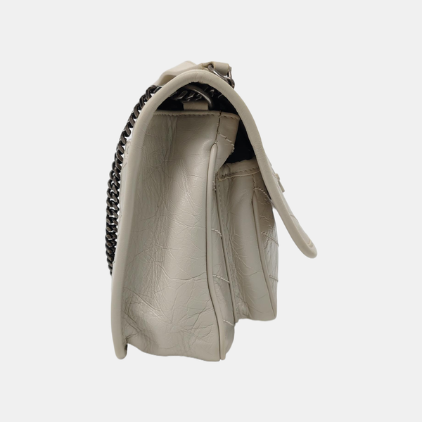 NIKI Small Chevron Calfskin White