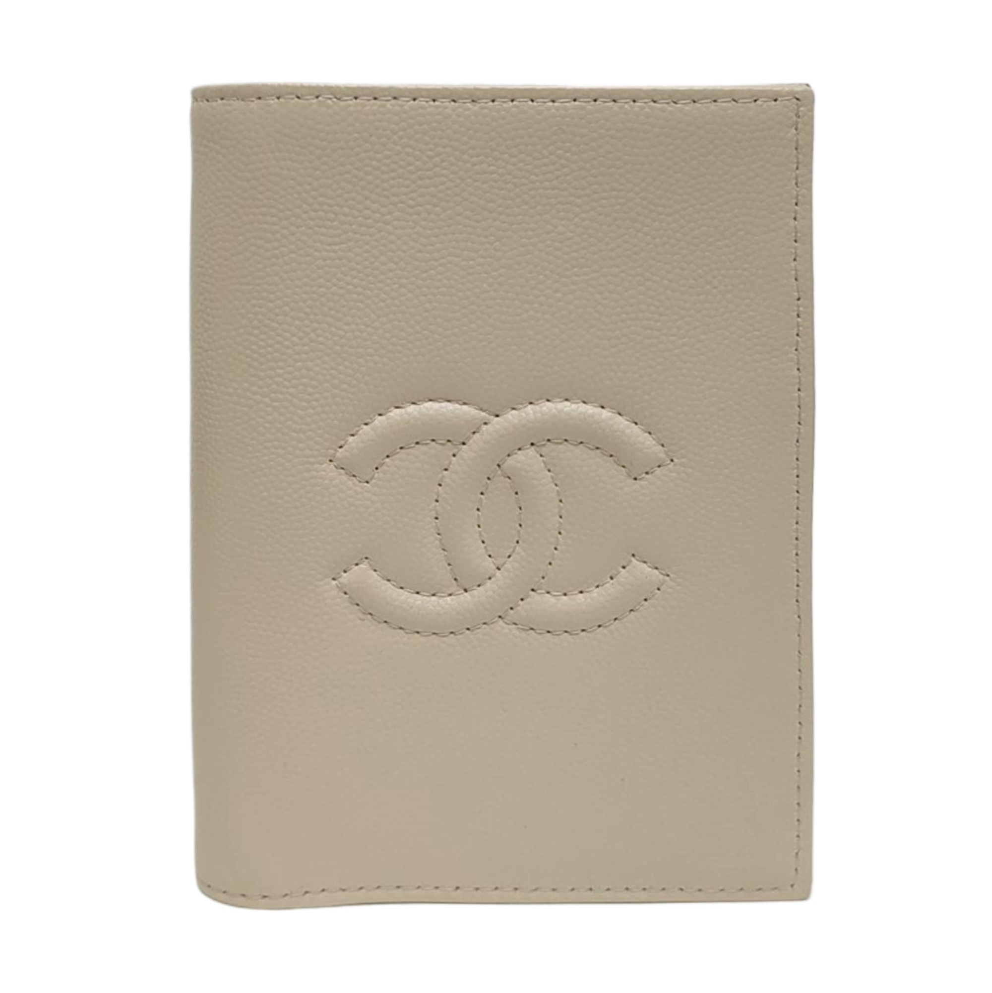 Quilted Grained Calfskin Wallet Beige