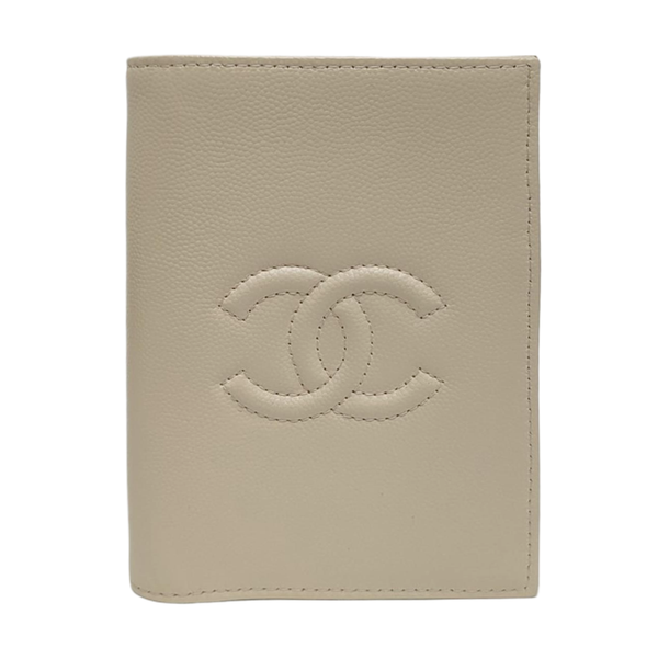 Quilted Grained Calfskin Wallet Beige